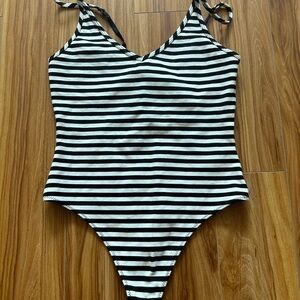 Sunday Best Black and White Striped Body Suit
